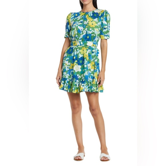 Walter Baker Dresses & Skirts - Walter Baker Kasey Dress Floral Mini Ruffle Hem Short Sleeves Size XL